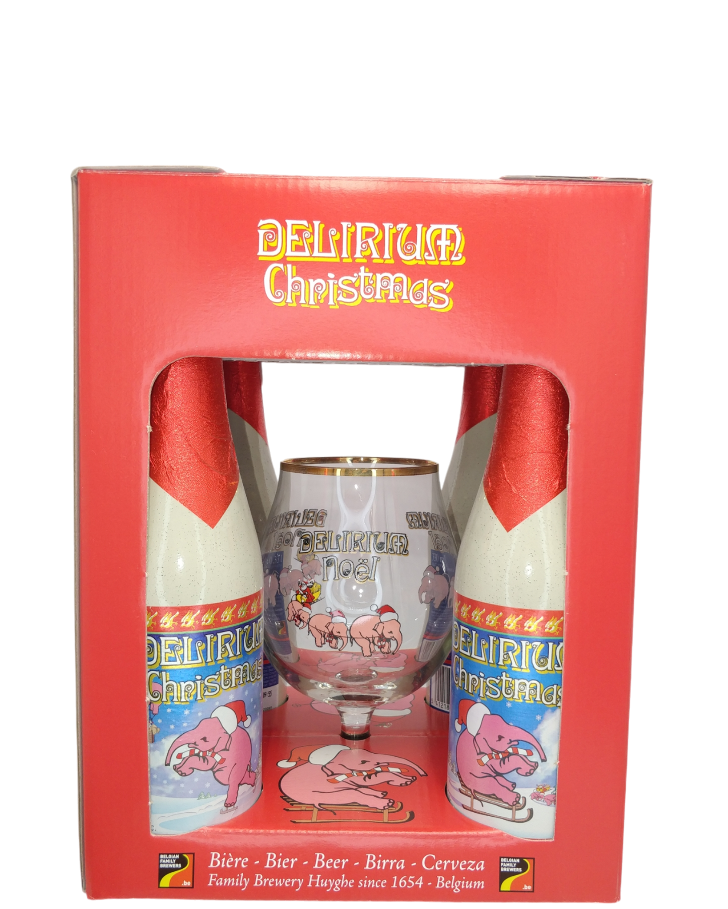 Delirium Christmas Gavepakke med 4*33cl + Glas