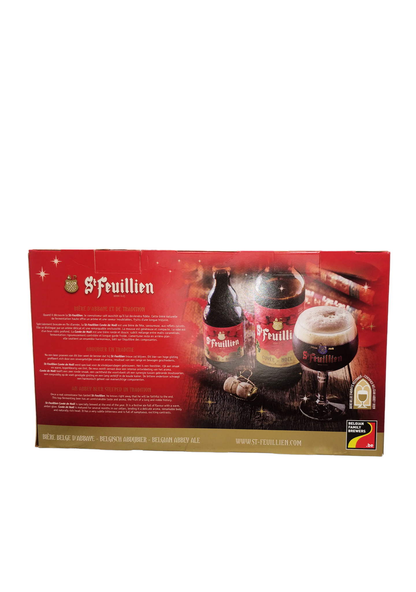 St-Feuillien Gaveboks med Glas og 3x33cl Cuvée de Noël