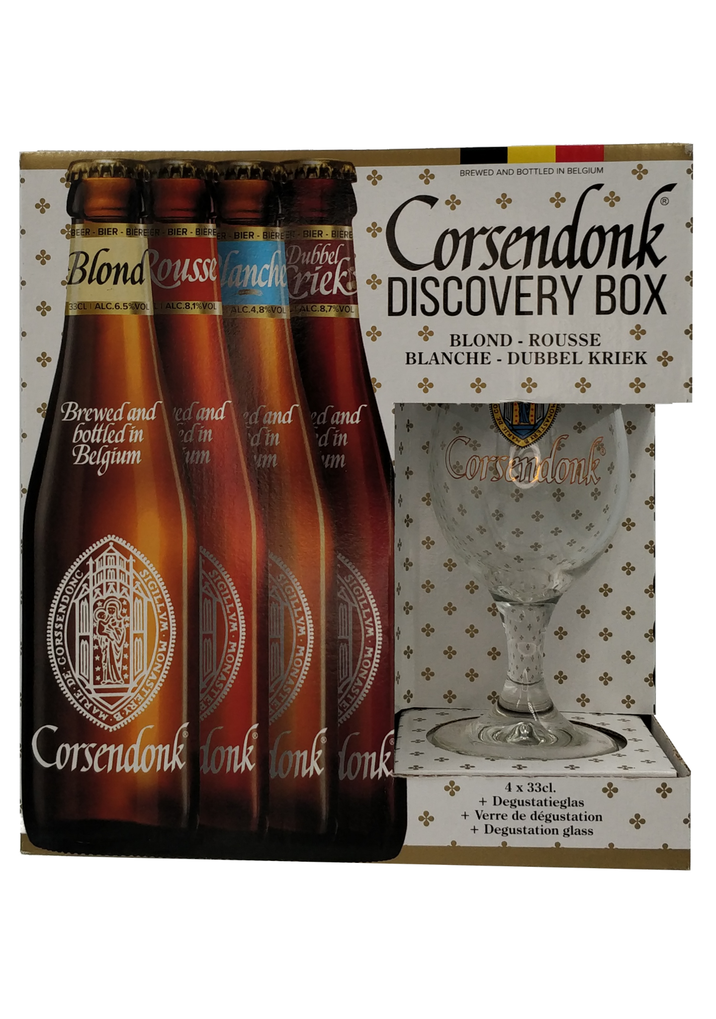 Corsendonk Discovery box 4x33cl + glas